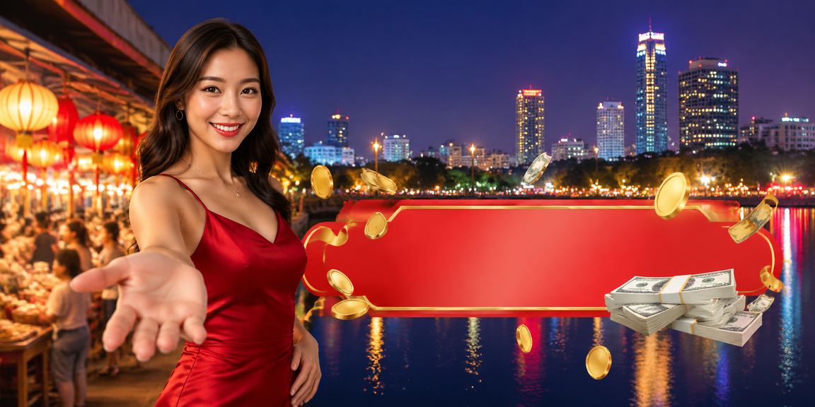 Người dùng nhận thưởng cashback trong không gian chợ đêm Hà Nội lung linh ánh đèn