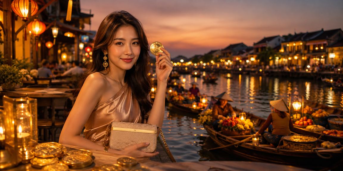 Người chơi VIP thưởng thức cà phê tại khu phố cổ Hội An trong buổi chiều thư giãn